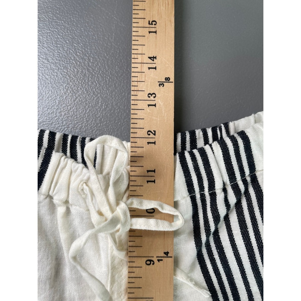 NWT Madewell Pants Pull On Linen Blend Small Bold Placement Stripe Cream Black - Picture 13 of 13